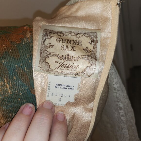 Vintage Gunne Sax Satin Gown (70's) WT - Picture 4 of 11